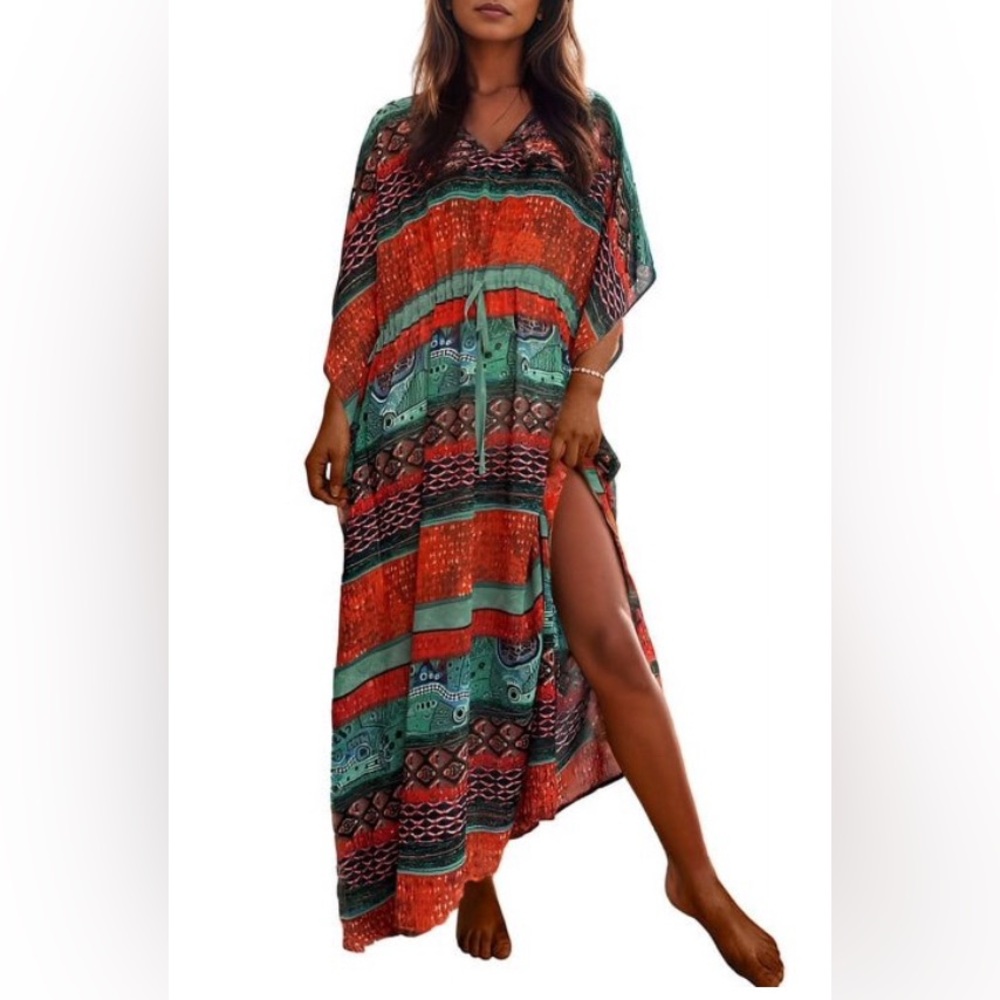 NWOT Plus Size Tall Boho Chic Summer Beach Dress Full Length Outdoor Pool Party - Picture 15 of 15